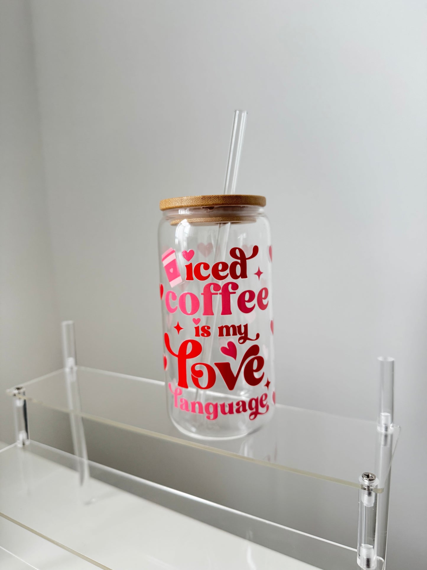 Glasbecher „Iced Coffee is my Love Language“