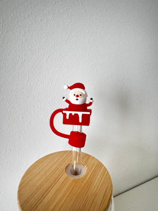 Silikon-Strohhalmaufsatz – Weihnachtsmann Design