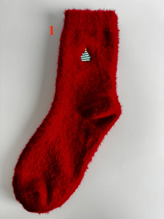Weihnachts-Socken flauschig weich (Farbig) – Größe 39-41