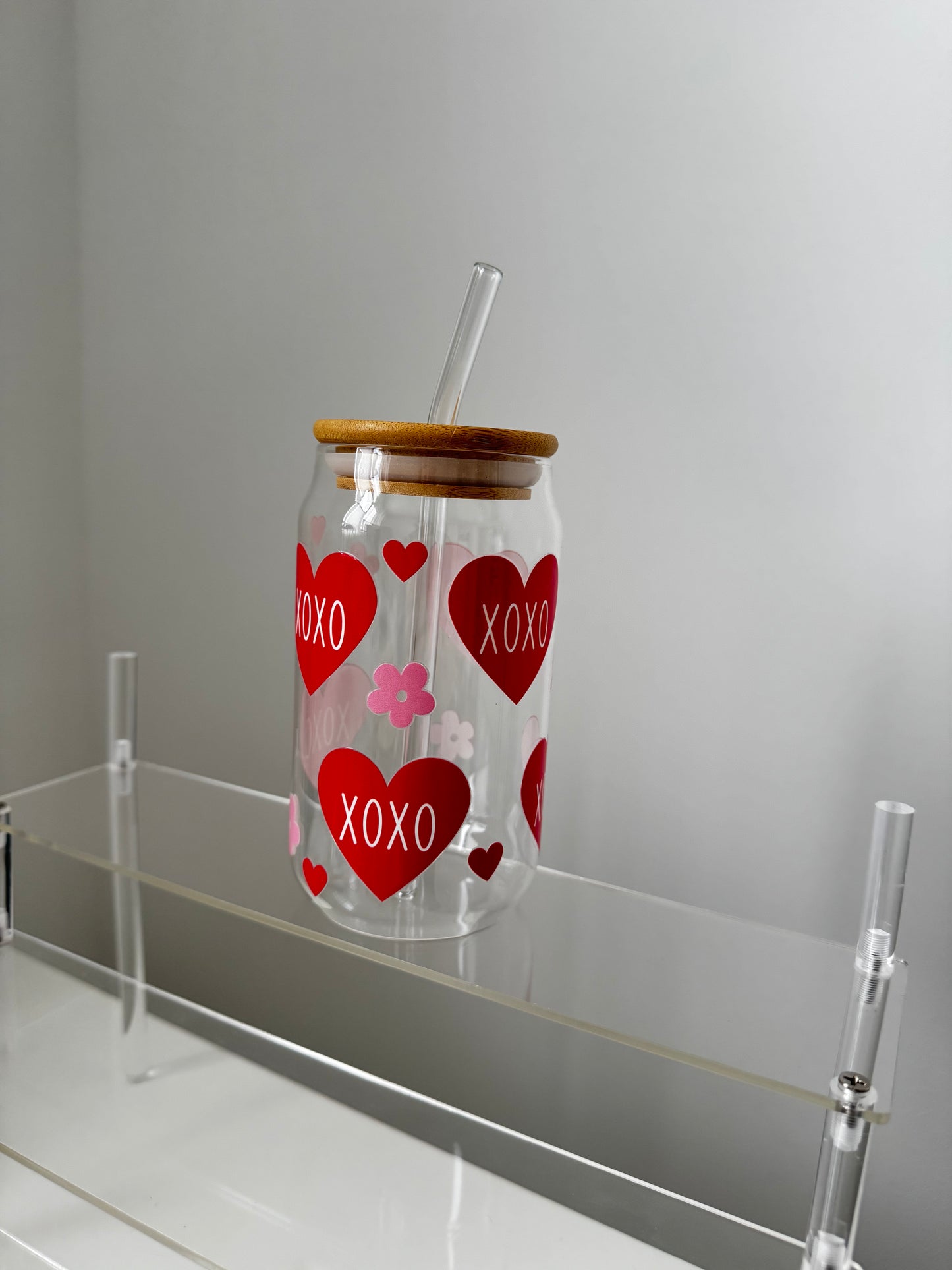 Glasbecher mit Herzen  (XOXO Design)