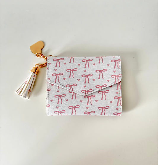 Rosa Scleifen Mini Geldbörse mit Herz Anhänger