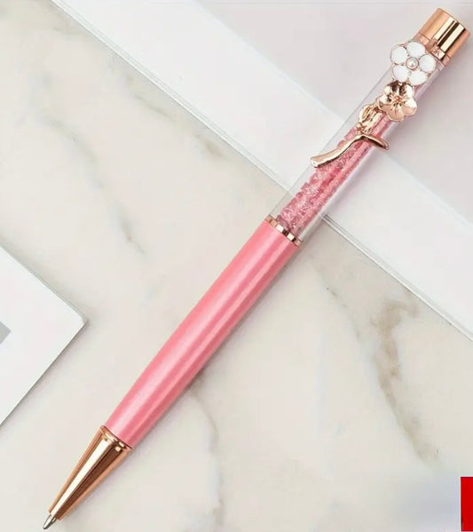 Kugelschreiber – Rosa mit Blütenanhänger