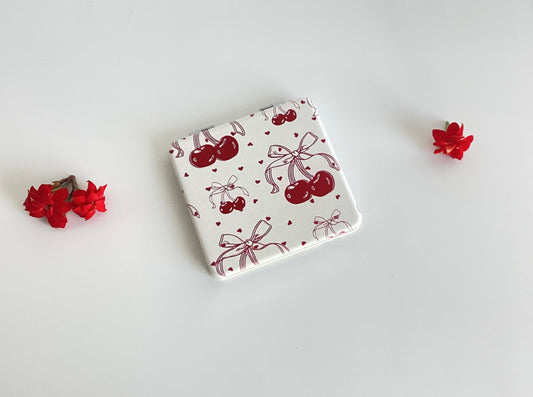 Handspiegel mit Kirschmuster