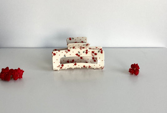 Haarclip mit Kirschmuster - Rot & Weiß