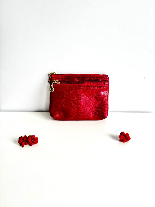 Mini-Tasche „Red Classic“ – glänzendes Münz- & Kosmetiketui mit Goldzipper